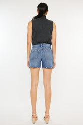 Kancan Women's High Waist Distressed Denim Shorts with Raw Hem - Trendy & Comfortable